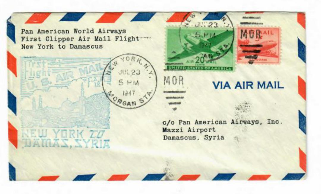 USA 1947 Pan American World Airways First Clipper Airmail Flight New York to Damascus. - 30111 - PostalHist image 0