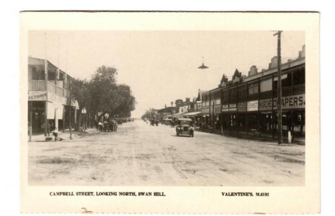 Modern reproduction of Real Photograph of Campbell Street looking north Swan Hill Victoria. - 43621 - Postcard image 0
