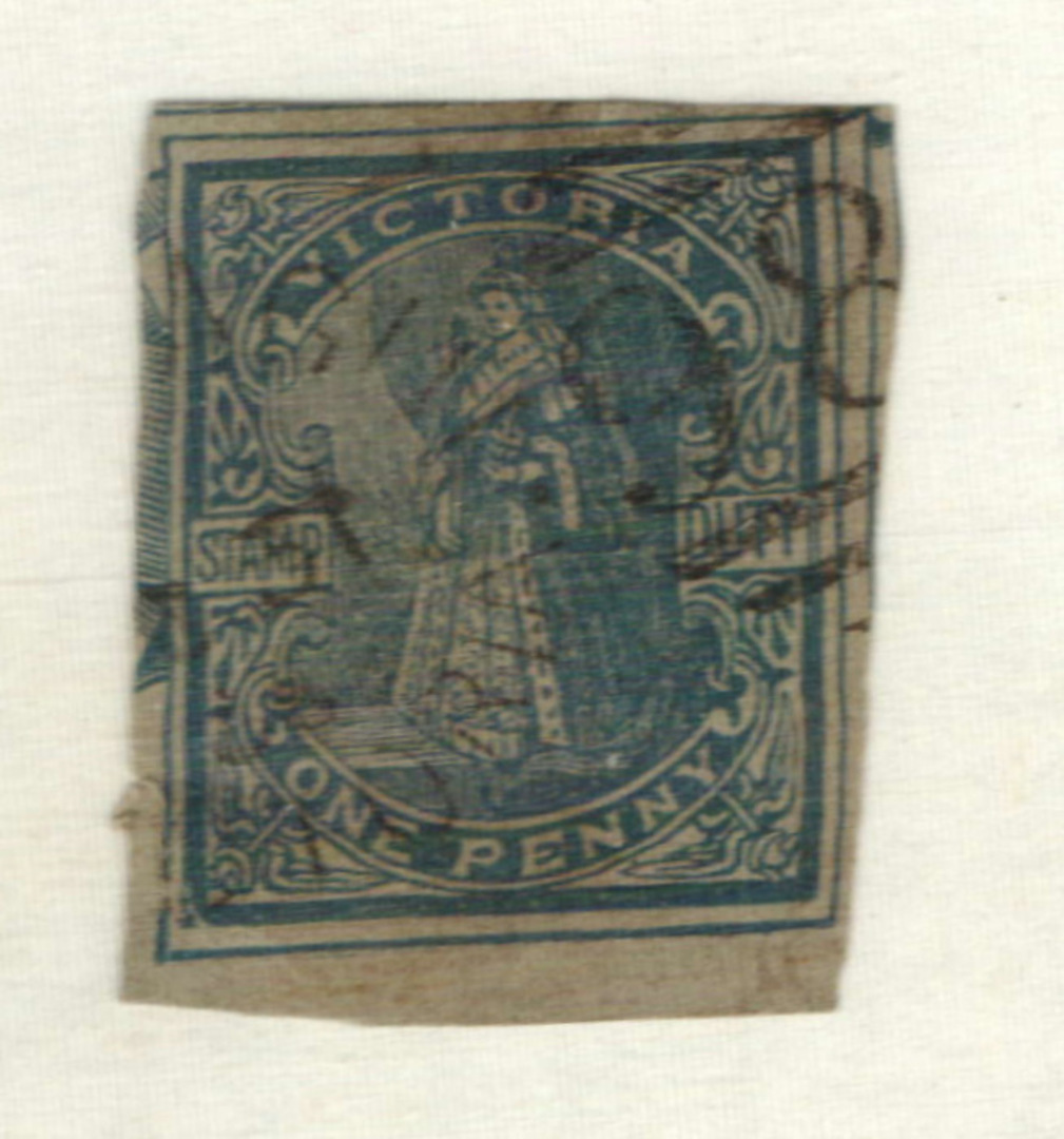VICTORIA 1898 Stamp Duty 1d Green. Cutout. Not listed by Barefoot. - 76168 - VFU image 0