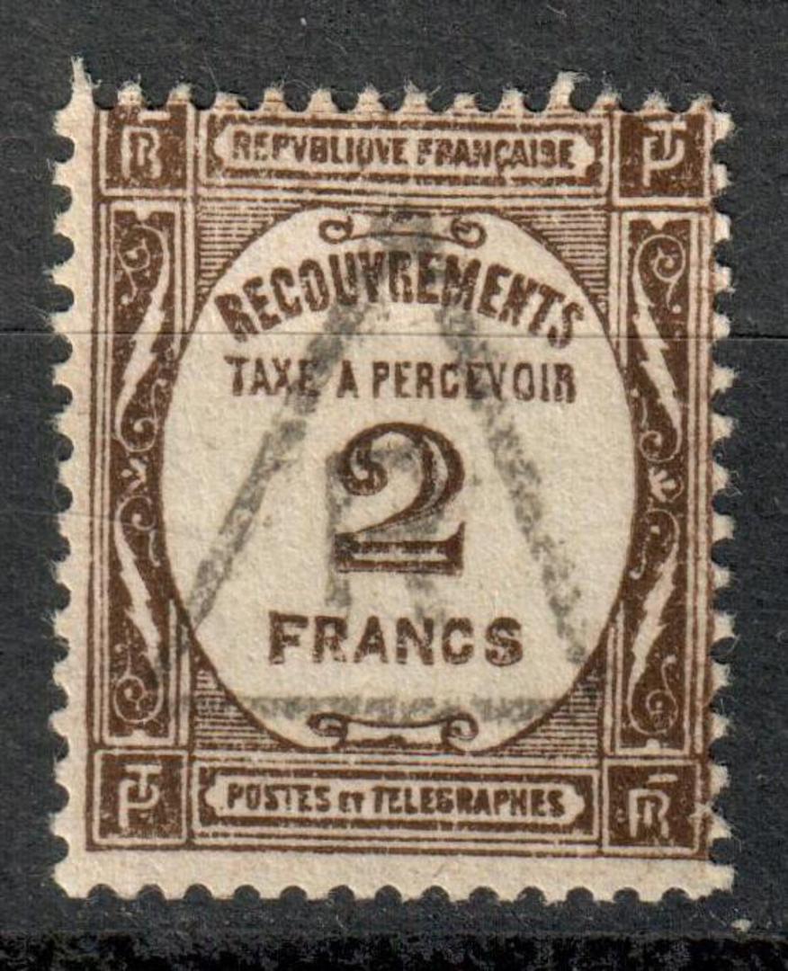 FRANCE 1927 Postage Due 2fr Bistre-Brown. Nice triangular T cancel. - 9202 - VFU image 0