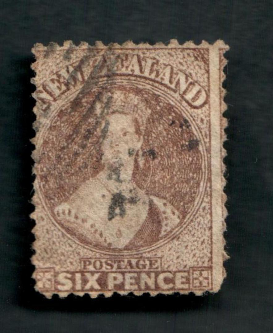 NEW ZEALAND 1862 Full Face Queen 6d Dull Red-Brown. Perf 12½. Watermark Large Star. Bottom corners a little dull. No other fault image 0