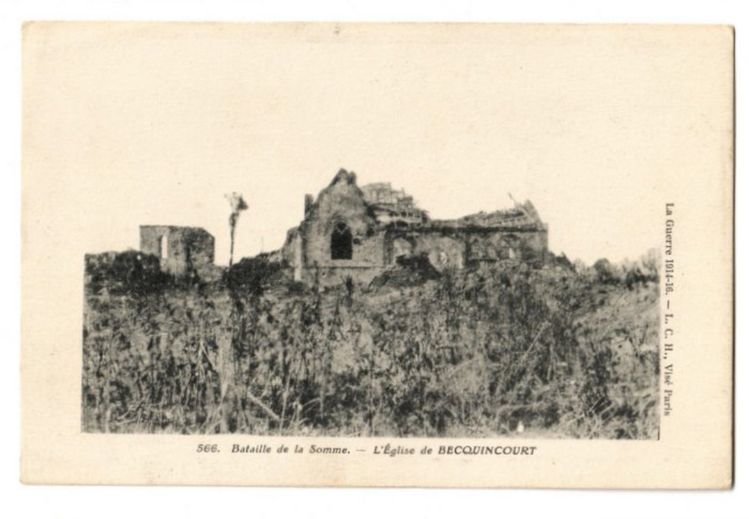 Postcard Bataille de la Somme. L'Eglise de Becquincourt. - 40051 - Postcard image 0