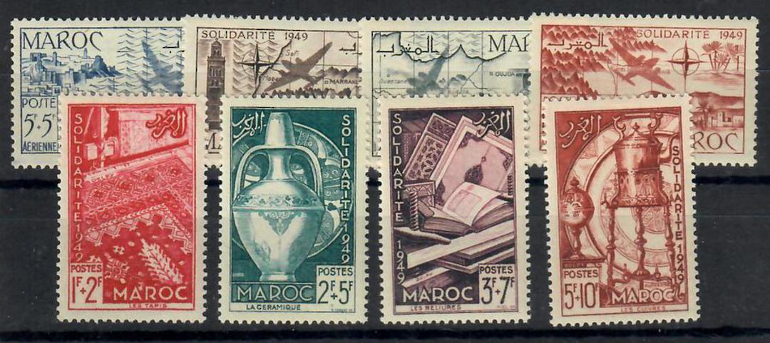FRENCH MOROCCO 1950 Solidarity Fund. Set of 8. Very lightly hinged. - 22355 - LHM image 0