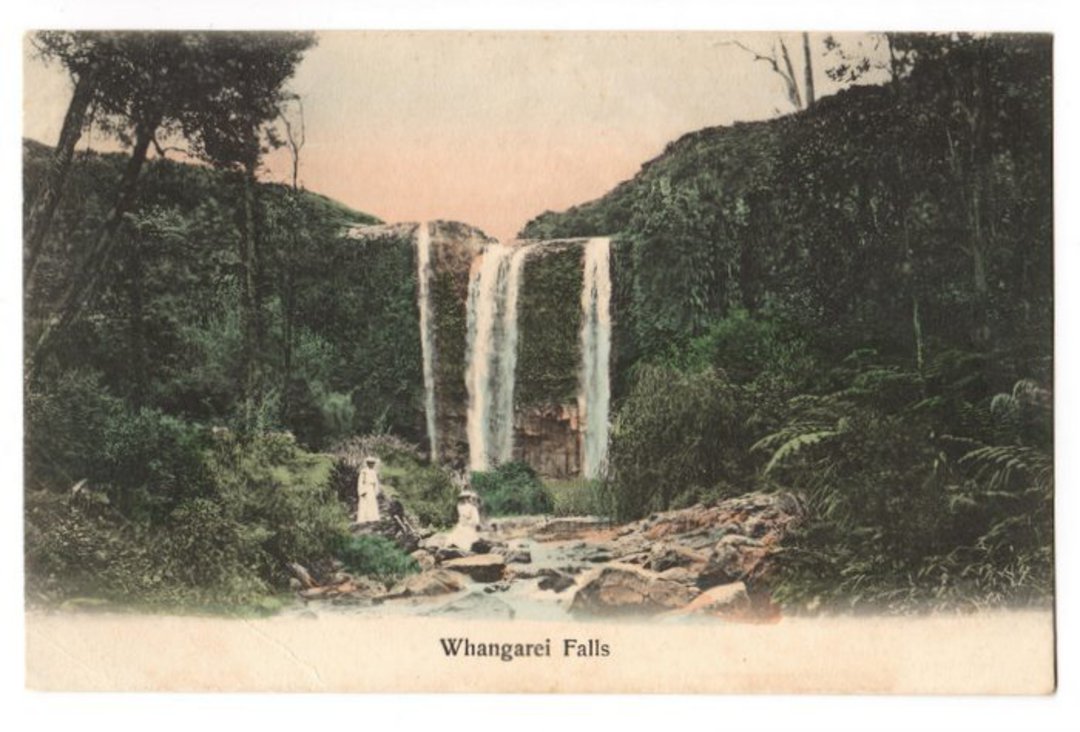 Coloured postcard of Whangarei Falls. - 45046 - Postcard image 0