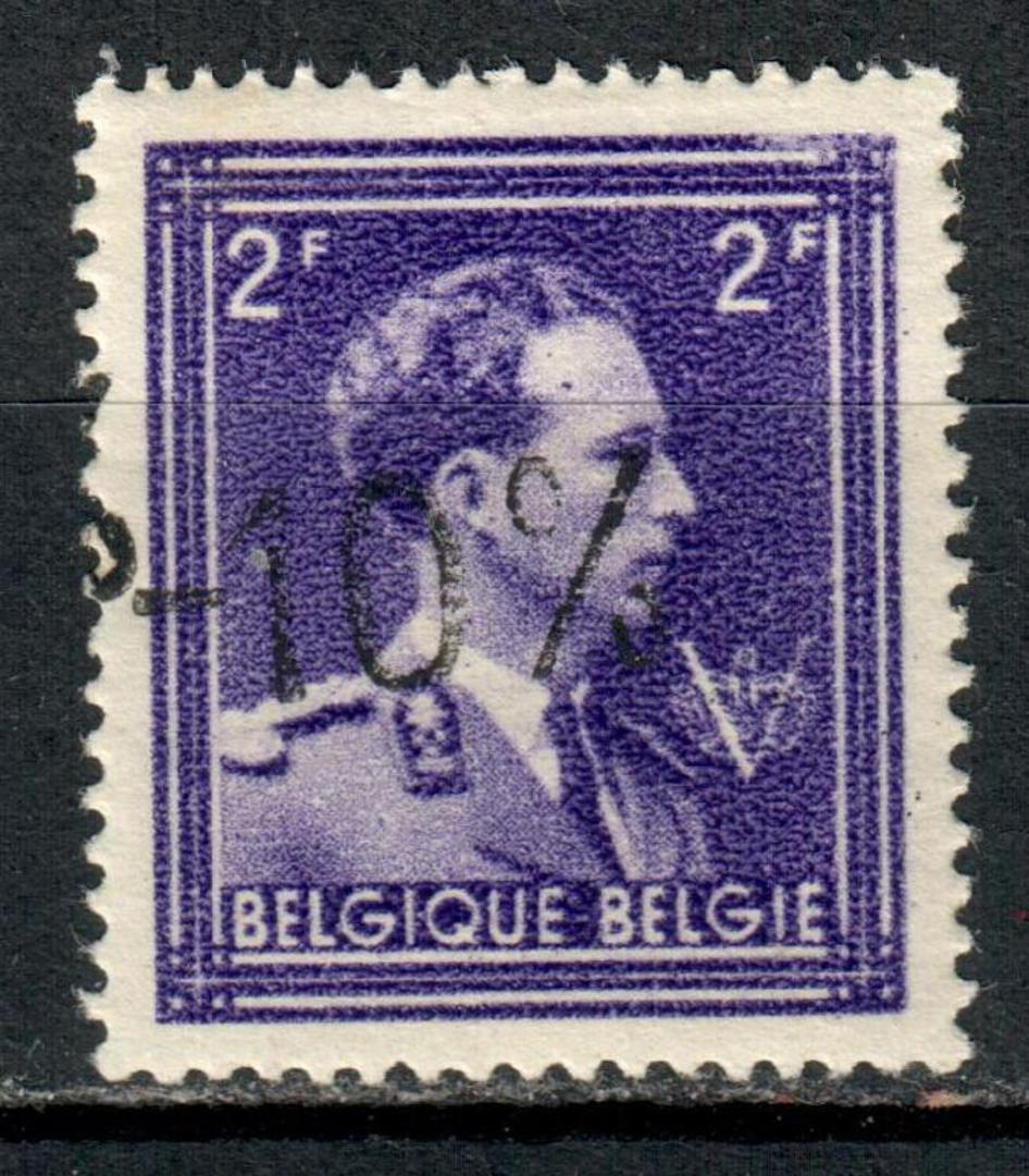 BELGIUM 1946 Surcharge -10% Handstamp on 2fr Violet. (SG 1085). Refer note after SG 1173. This is a real 'primative' surcharge. image 0