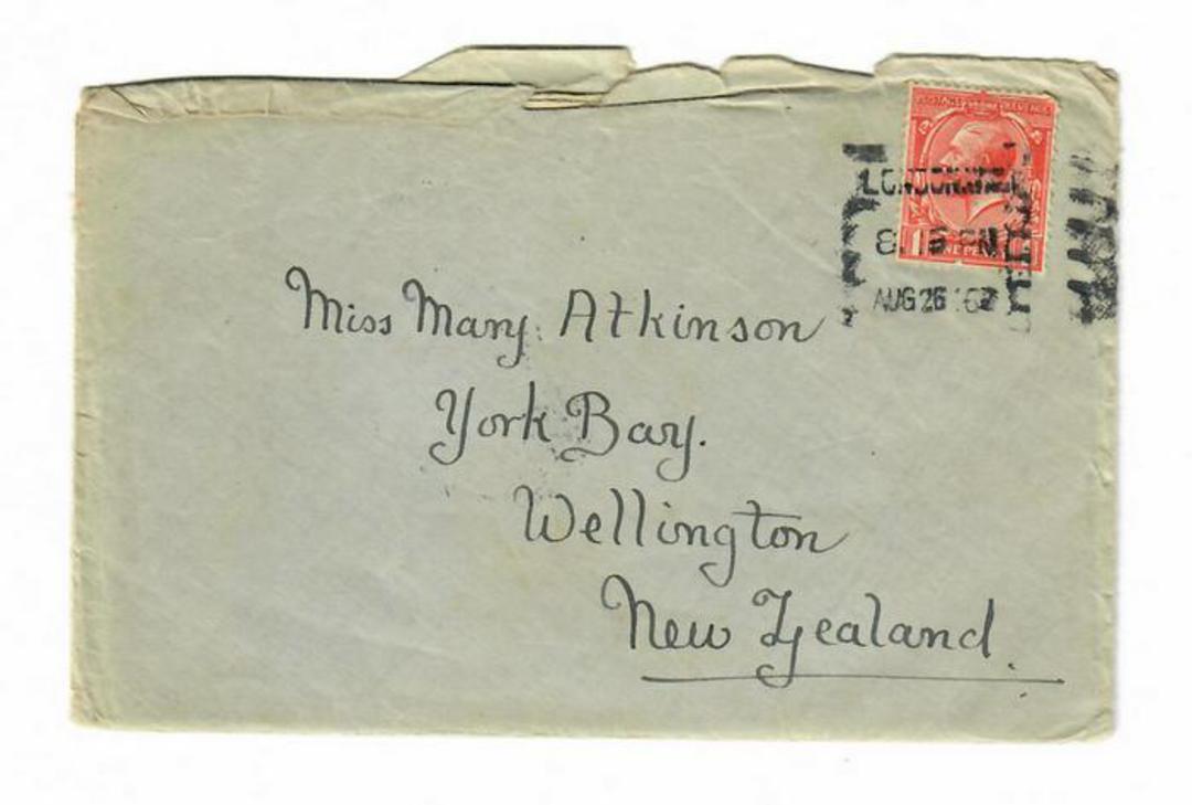 NEW ZEALAND Postmark Wellington EASTBOURNE. B Class cancel as areceiving mark on letter from England. - 30089 - Postmark image 0