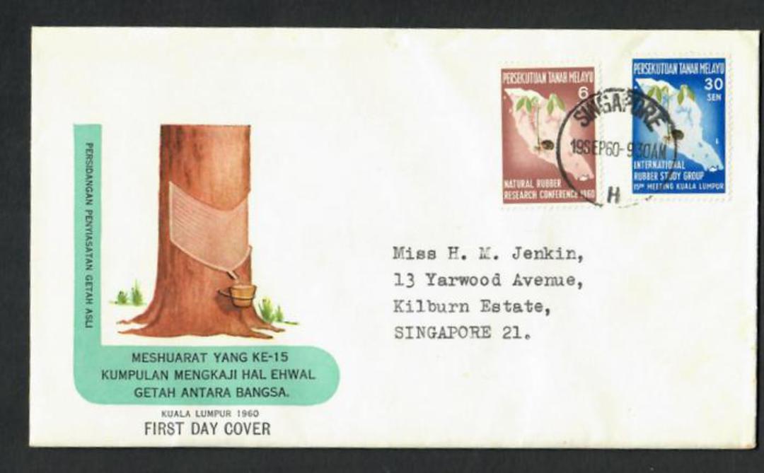 MALAYAN FEDERATION 1960 Natural Rubber Conference. Set of 2 on first day cover. - 31976 - FDC image 0
