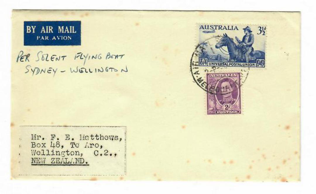 AUSTRALIA  1950 Letter to New Zealand "Per Solent Flying Boat Sydney-Wellington". Rust spots. - 31041 - image 0