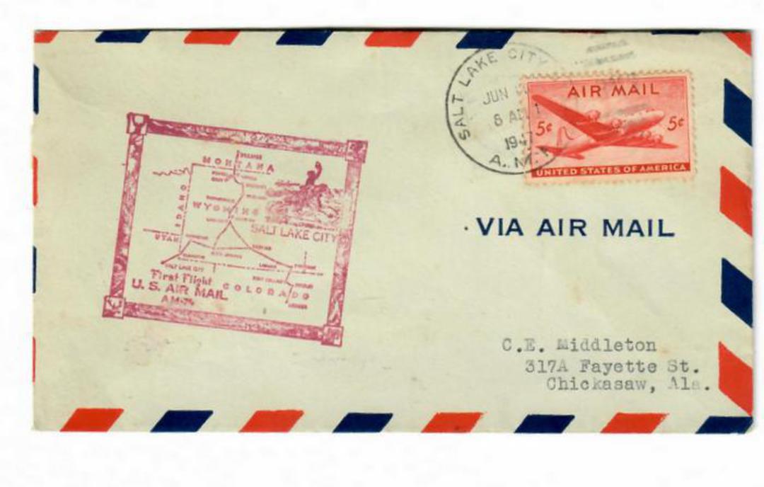 USA 1947 First Flight Salt Lake City Utah to Billings Montana. image 0