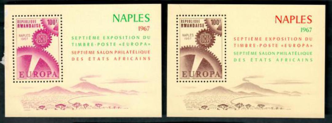 RWANDA 1967 Europa International Stamp Exhibition. Two miniature sheets. - 50463 - UHM image 0