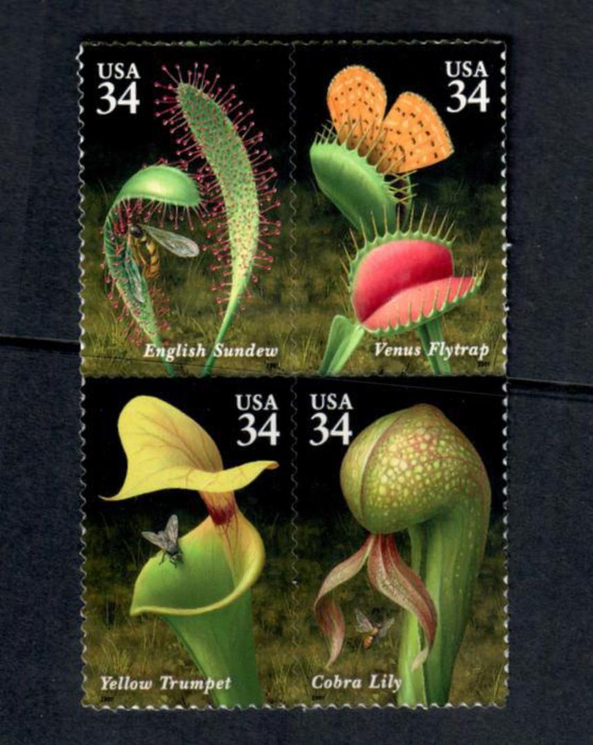 USA 2001 Carniverous Plants. Self Adhesive. Block of 4. - 58121 - UHM image 0