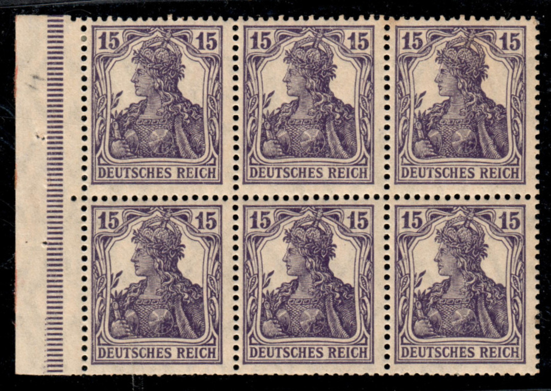 GERMANY 1916 Definitive 15pf Slate-Violet. Booklet Pane from SB 8. - 56746 - UHM image 0