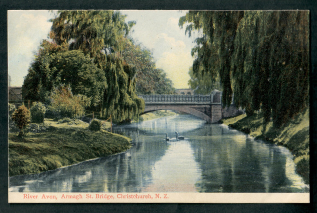 Coloured Postcard of River Avon Armagh Street Bridge Christchurch. - 48377 - Postcard image 0