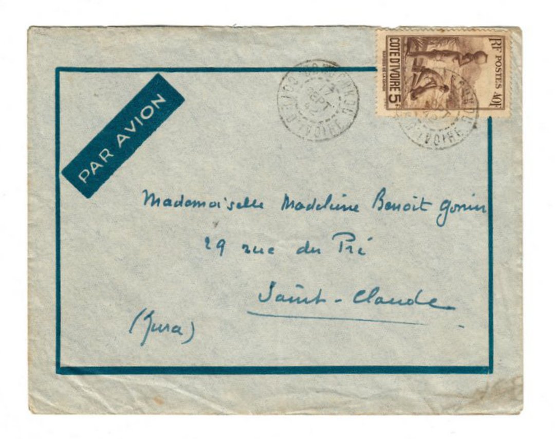 IVORY COAST 1942 Airmail Letter from Ouagadougou to France. No censor markings. - 37651 - PostalHist image 0