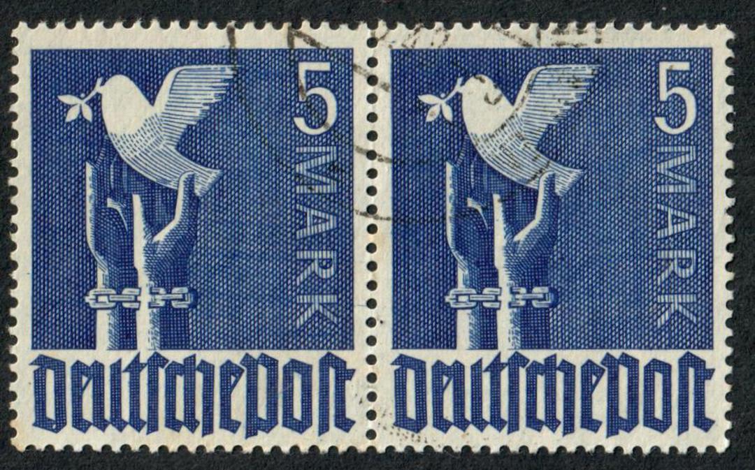 ALLIED OCCUPATION of GERMANY British American and Russian Zones 1947 Definitive 5m Indigo. Joined pair. Very light cancel. Will image 0