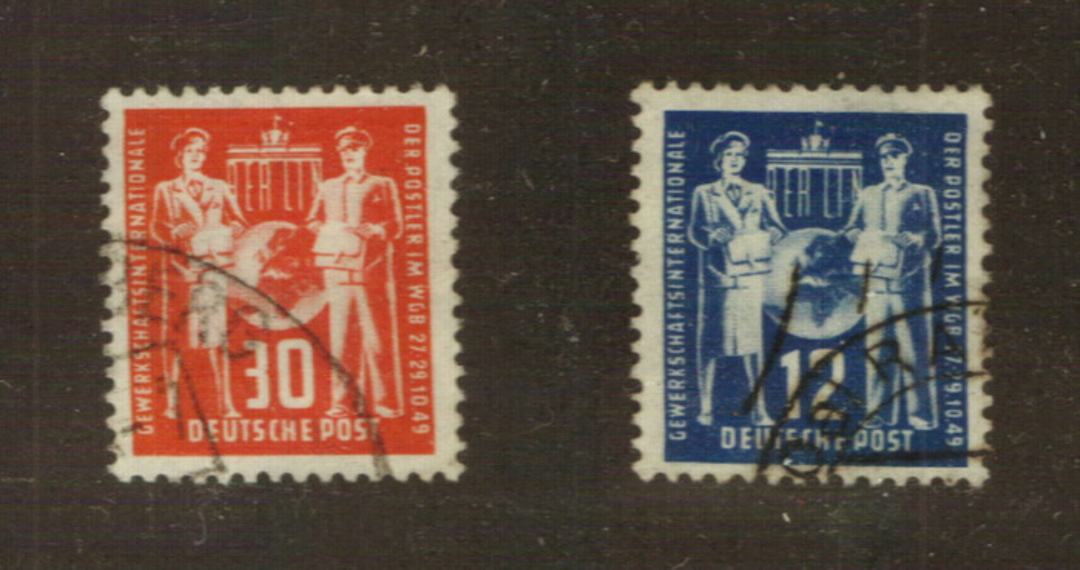 EAST GERMANY 1949 International Postal Workers Union Congress. Set of 2. - 76024 - FU image 0