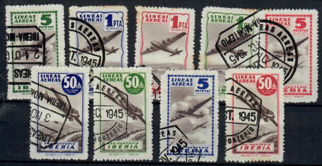 SPAIN 1945 Charity Labels. Cinderellas. Set of 9. ( One low value with missing corner). - 23353 - FU image 0