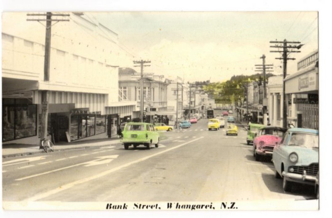 Tinted Postcard by N S Seaward of Bank Street Whangarei. - 44997 - Postcard image 0
