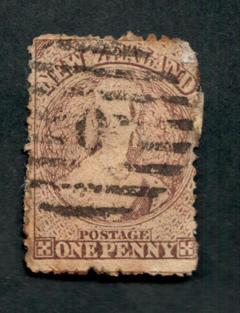 NEW ZEALAND 1862 Full Face Queen 1d Brown. Numeral cancel 0. - 39097 - Used image 0