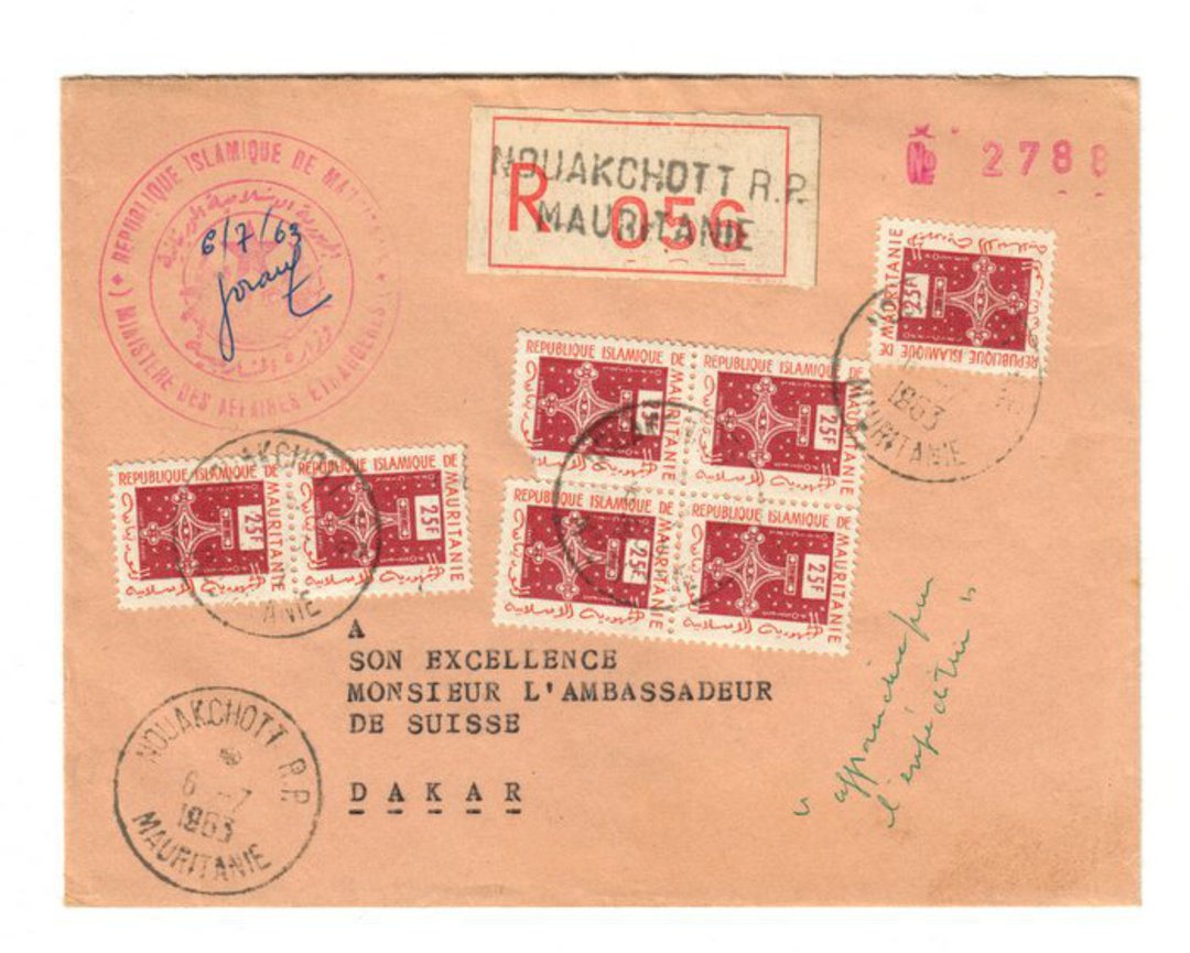 MAURITANIA 1963 Signed Official Registered  Letter from Nouakchott to Dakar. - 37834 - PostalHist image 0