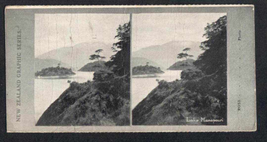 Stereo card New Zealand Graphic series of Lake Manapouri. - 140024 - Postcard image 0