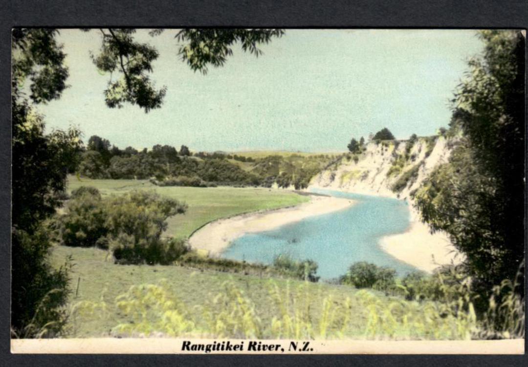 Coloured postcard by N S Seaward of Rangitikei River. - 47115 - Postcard image 0
