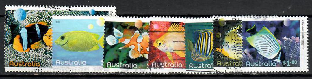 AUSTRALIA 2010 Fish of the Reef. Perf 14Â½x14. 9 of the set of 10. Missing SG 3408 (50c Clown Triggerfish). - 8681 - Used image 0