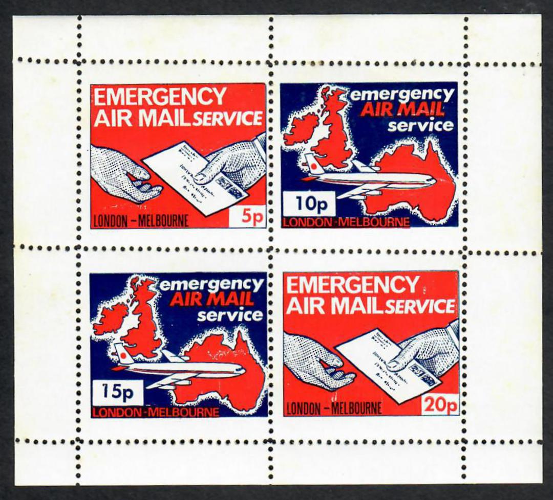 GREAT BRITAIN London to Melbourne Emergency Airmail Service. Miniature sheet. - 22057 - UHM image 0