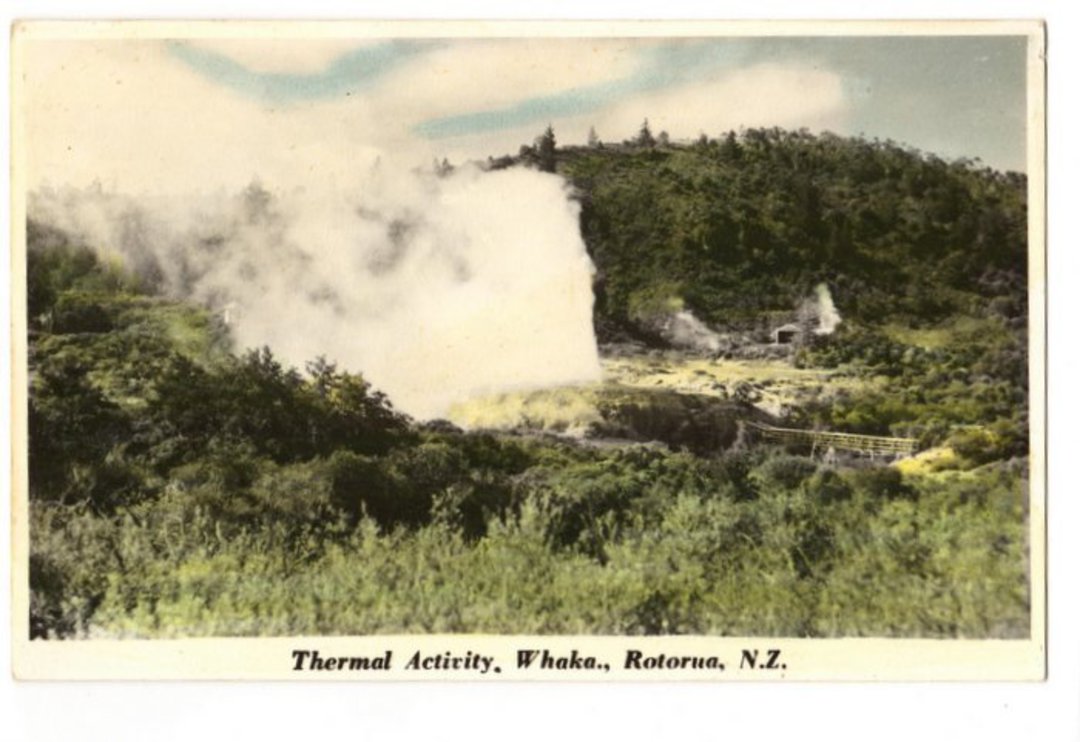 Tinted Postcard by N S Seaward of Thermal Activity Rotorua. - 46293 - Postcard image 0