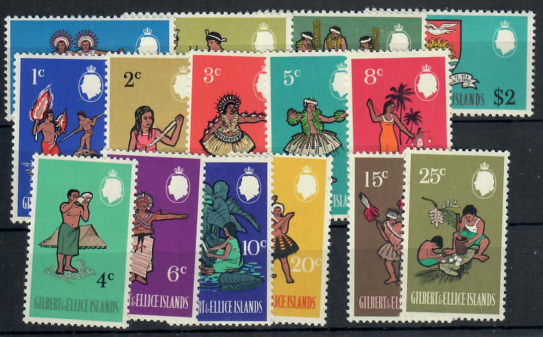 GILBERT & ELLICE ISLANDS 1968 Definitives. Set of 15. - 22044 - UHM image 0