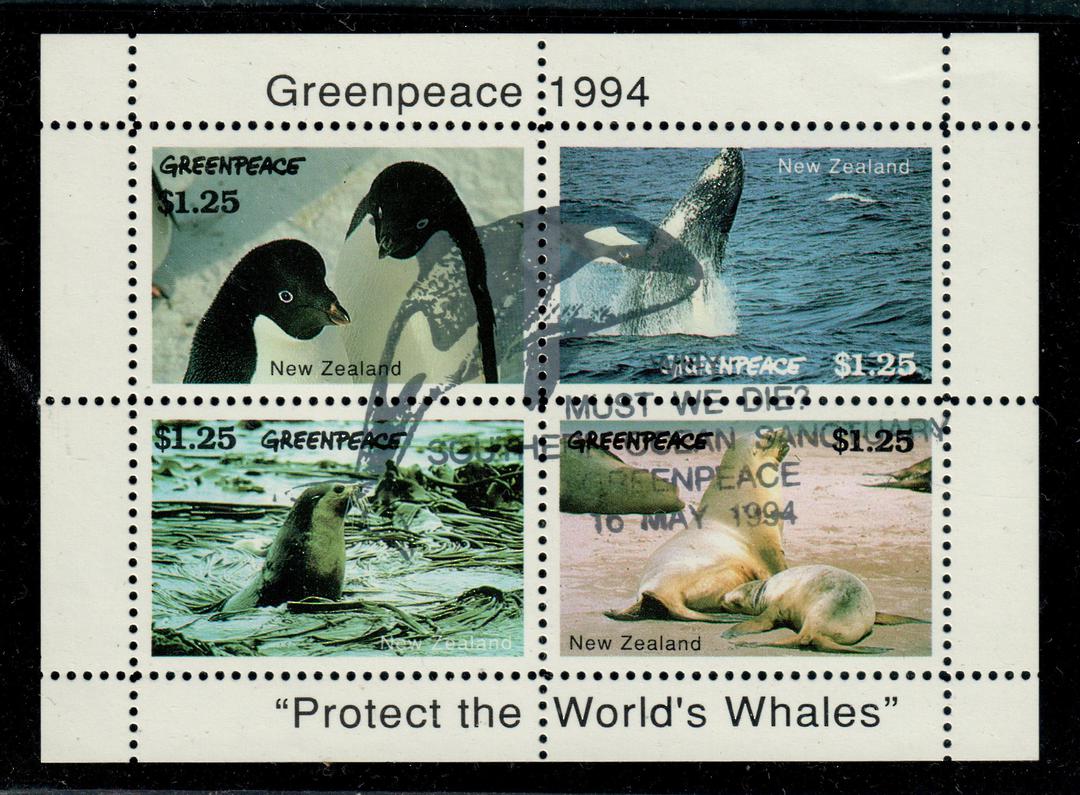 NEW ZEALAND 1994 Greenpeace miniature sheet. - 21027 - Used image 0