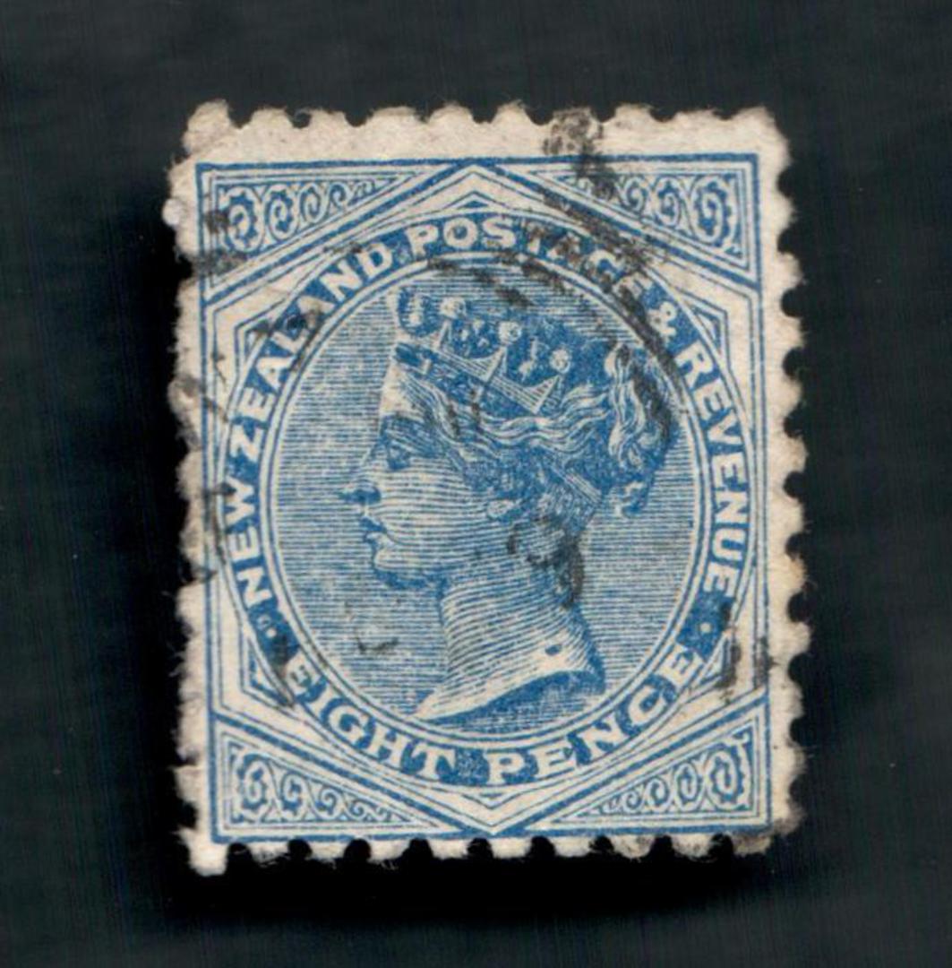 NEW ZEALAND 1882 Victoria 1st Second Sideface 8d Blue. Perf 10. 3rd setting in Brown-Purple. Poneke Beef Extract. - 4006 - FU image 0