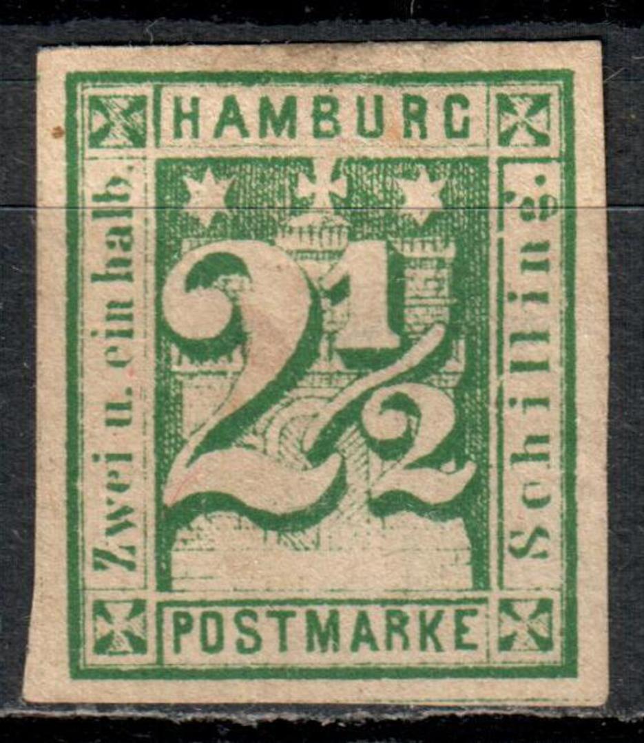HAMBURG 1864 Definitive 2½s Blue-Green. Imperf. Thin. - 72103 - MNG image 0