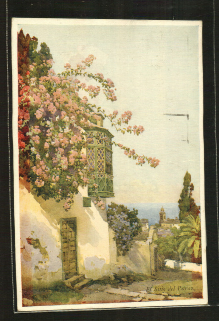 Coloured art postcard. Mediterranean building adorned by flowers. - 42051 - Postcard image 0