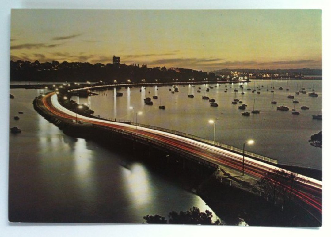 Modern Coloured Postcard by Gladys Goodall of Tamaki Drive Auckland at night. - 444319 - Postcard image 0