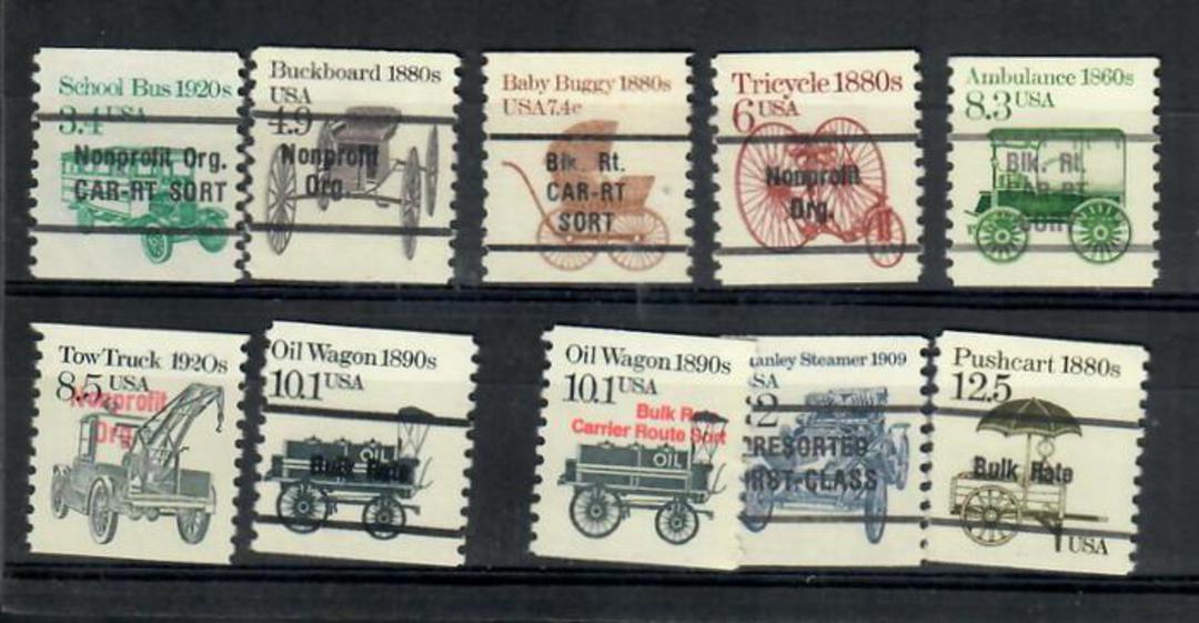 USA 1985 Transport Coils. Selection of 10 precancelled with the applicable type of service. - 21539 - UHM image 0