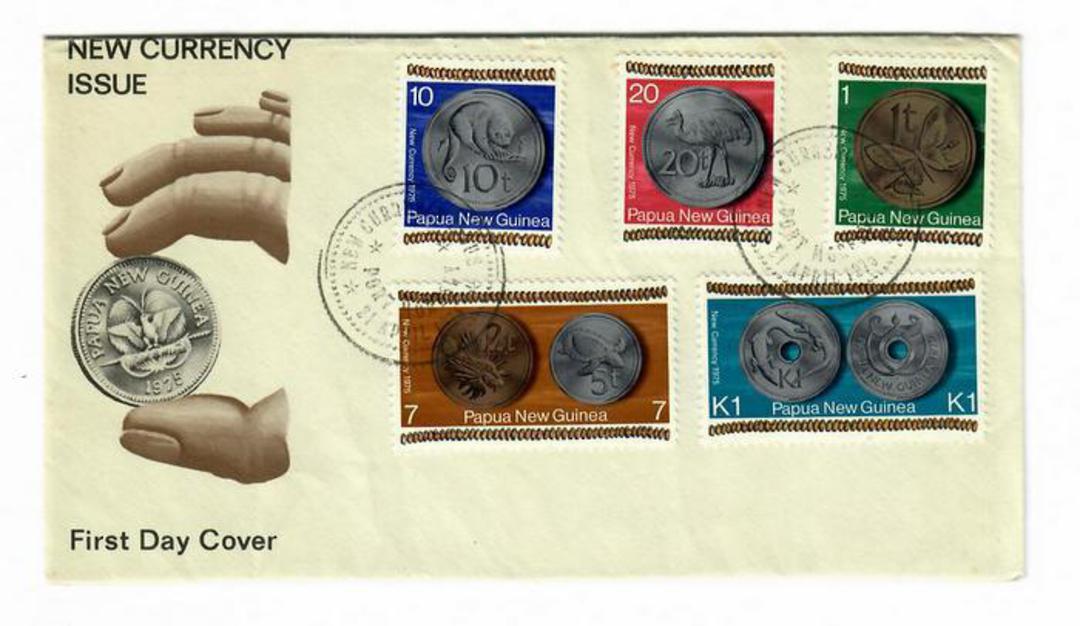 PAPUA NEW GUINEA 1975 New Coinage. Set of 5 on first day cover. - 32128 - FDC image 0