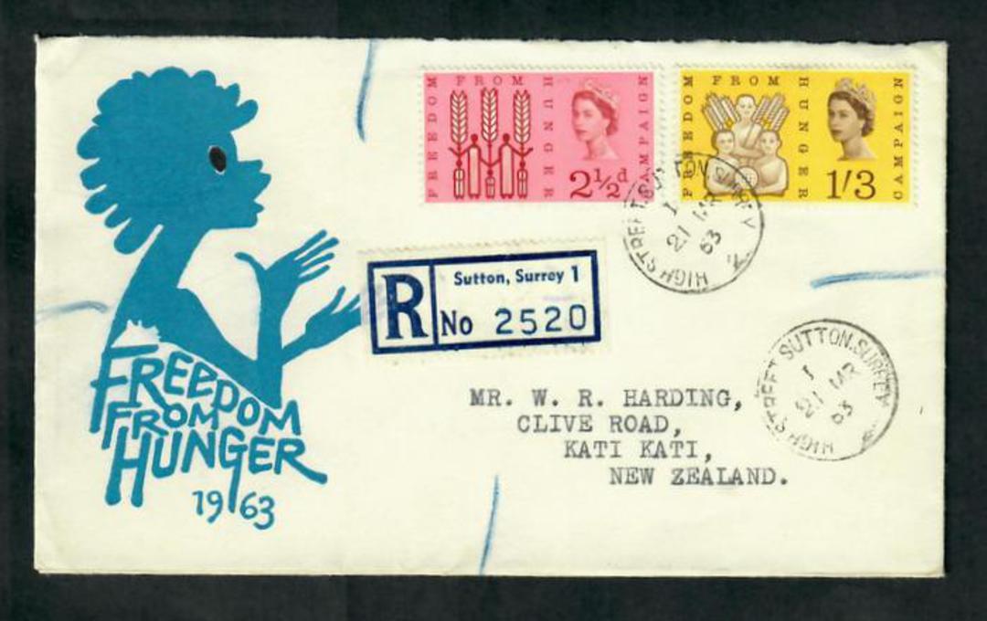 GREAT BRITAIN 1963 Freedom from Hunger. Set of 2 on first day cover. - 31747 - FDC image 0