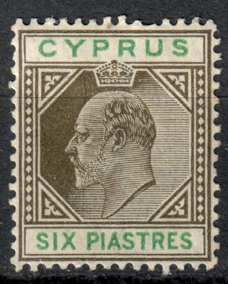 CYPRUS 1904 Edward 7th Definitive 6pi Sepia and Green. Watermark crown CA. - 7535 - LHM image 0