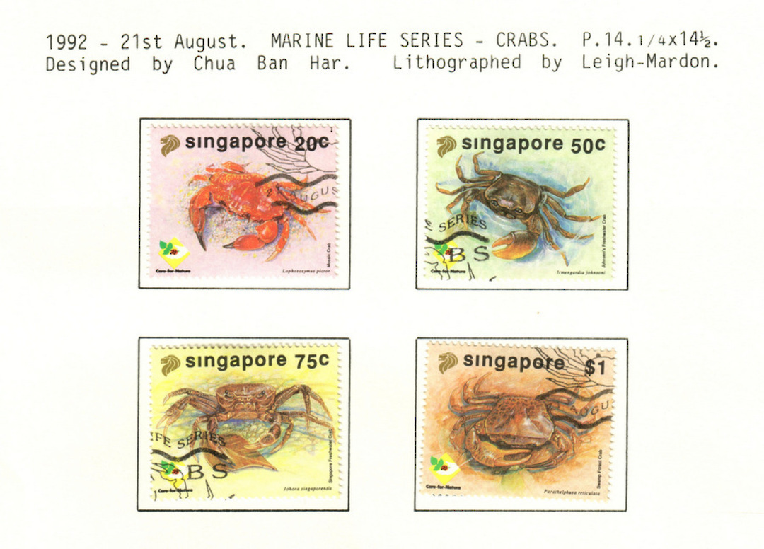 SINGAPORE 1992 Crabs. Set of 4. - 59615 - VFU image 0