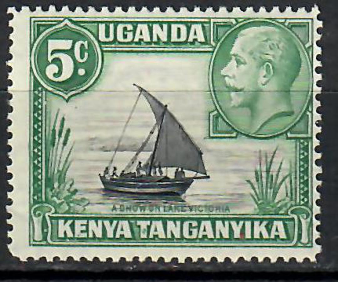 KENYA UGANDA TANGANYIKA 1935 Geo 5th  Definitive 5c Black and Green. Rope joined to sail. - 70711 - Mint image 0