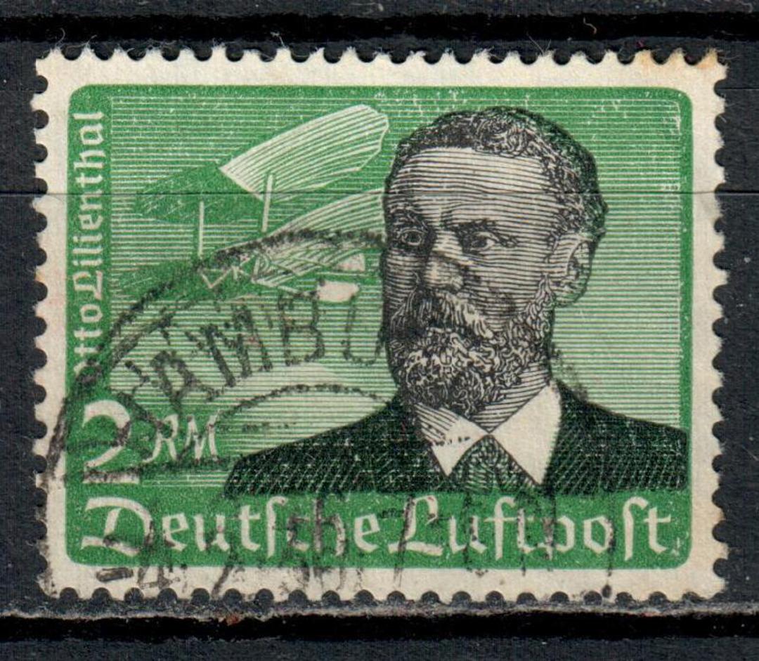 GERMANY 1934 Air. 2m Black and Green. Otto Lilienthal. Good perfs. - 71507 - Used image 0