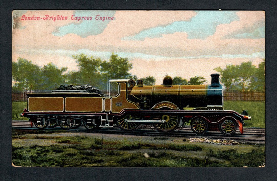 Coloured postcard of London to Brighton Express Engine. - 40504 - Postcard image 0