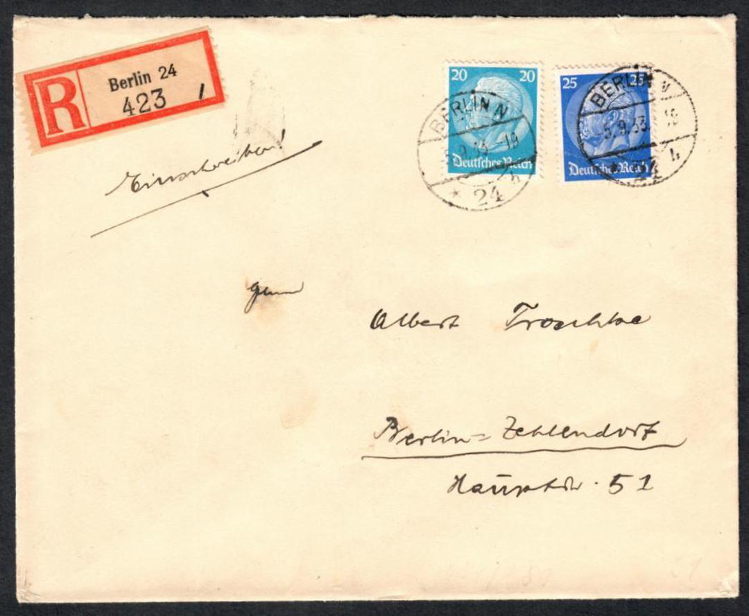 GERMANY 1933 Registered Letter from Berlin within the City. Striking seal on the reverse. - 533564 - PostalHist image 0