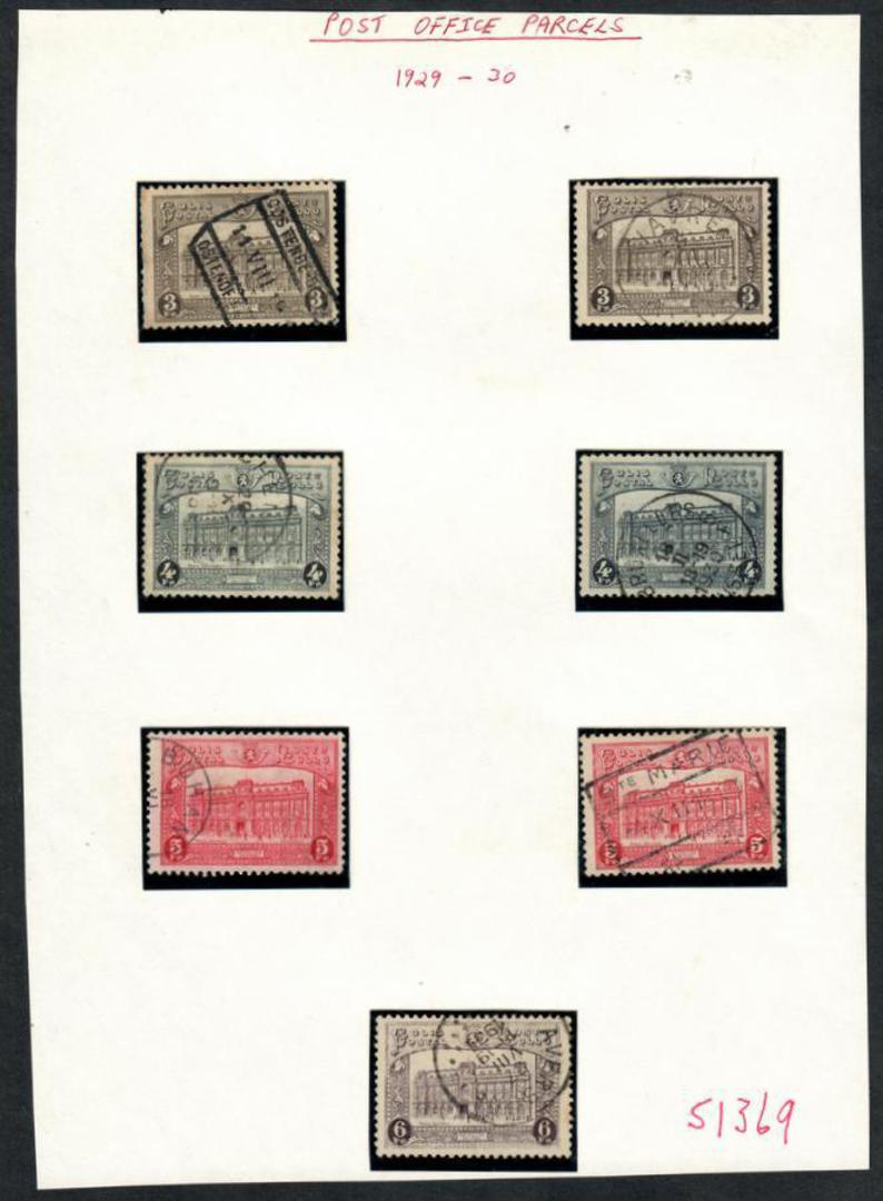 BELGIUM 1929 Parcel Post. Set of 4 plus 3 extra of the lowervalues with interesting cancels. - 51369 - FU image 0
