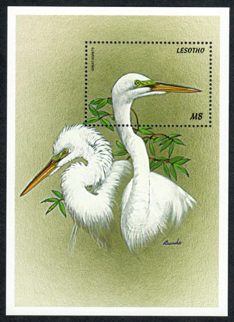 LESOTHO 1999 Great Egret. Miniature sheet. - 51209 - UHM image 0