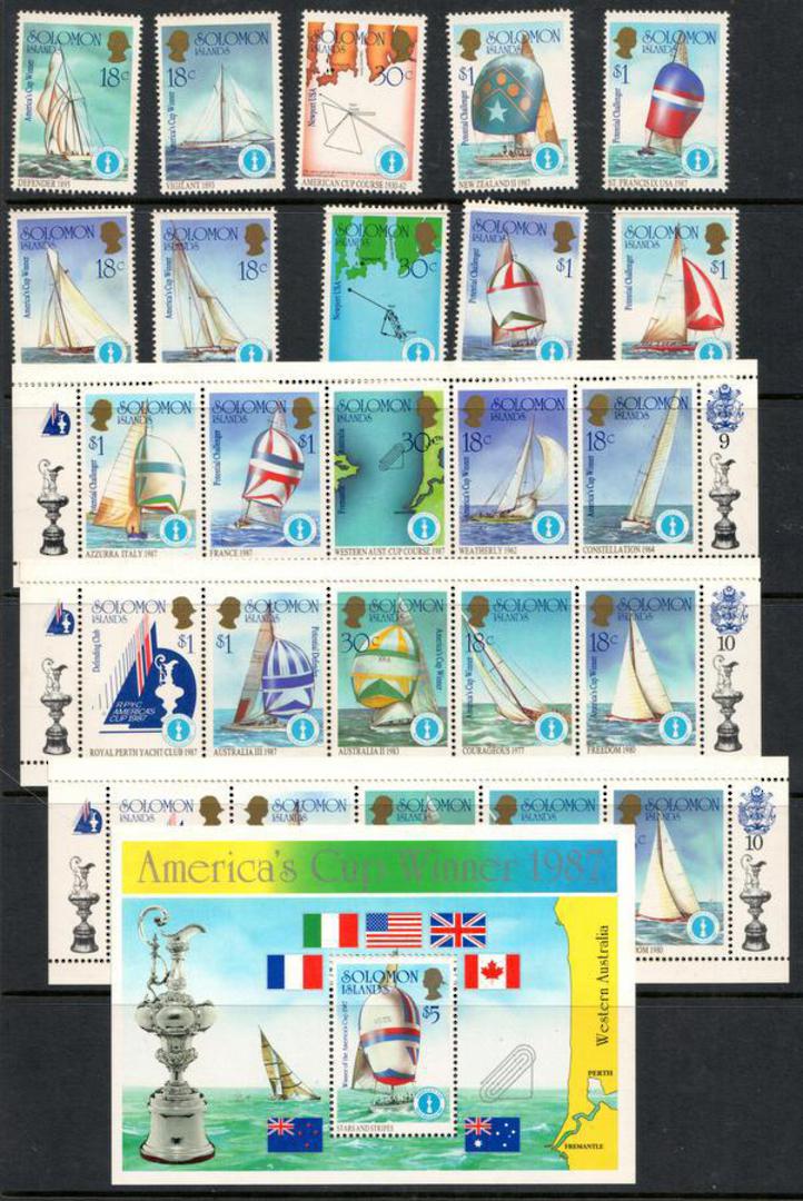 SOLOMON ISLANDS 1987 America's Cup. Twelve miniature sheets each of five stamps(two illustrated) one miniature sheet Stars and S image 3