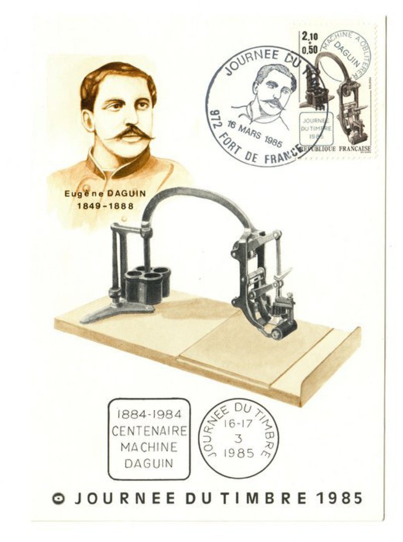 FRANCE 1985 Centenary of the of the Daguin Obliterator Macine on first day maxim card. - 37590 - FDC image 0