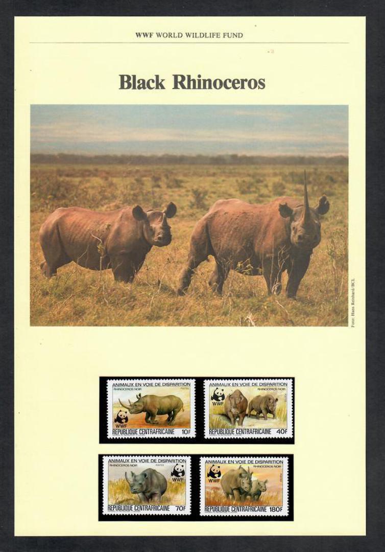CENTRAL AFRICAN REPUBLIC 1983 World Wildfile Fund. Rhinoceros. Set of 4 in mint never hinged and on first day covers with 6 page image 0