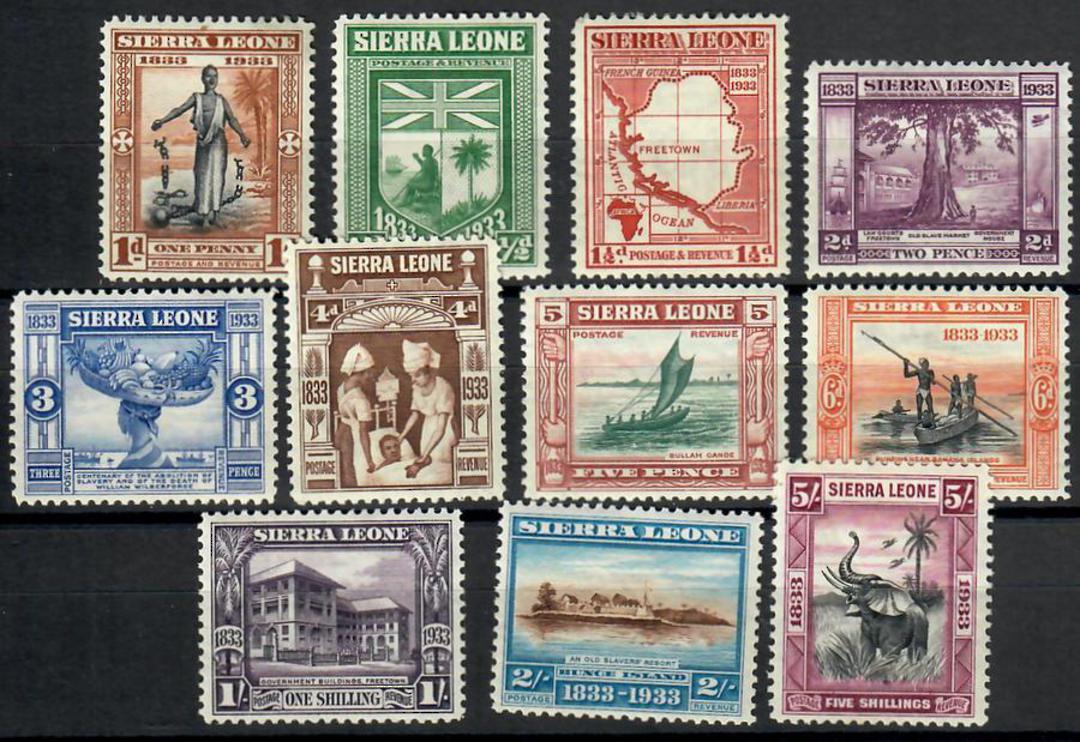 SIERRA LEONE 1933 Centenary of the Abolition of Slavery. Set of 11 to the 5/-. - 23121 - LHM image 0
